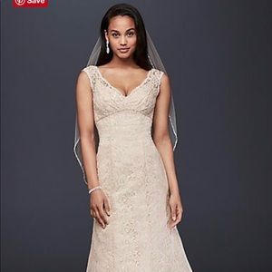 All Over Beaded Lace Trumpet Wedding Dress